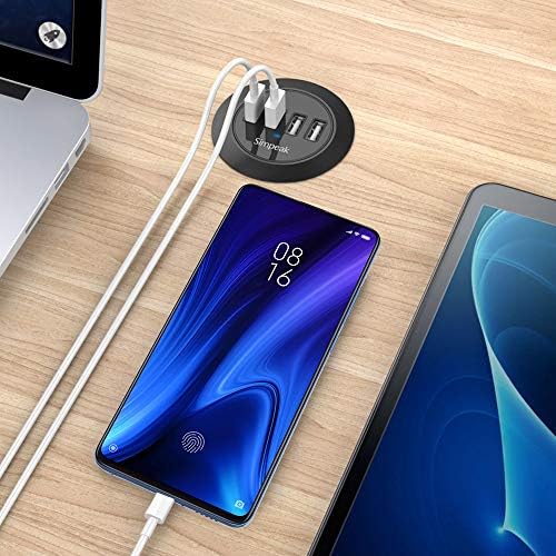 Simpeak 30 W 4-Port USB Desk Charger – Efficient Grommet Mount Charging Station for Seamless Device Powering, Fast Charging Adapter with Smart Technology for Enhanced Compatibility, Sleek Black Design for Modern Workspaces, Ideal for Home and Office Use
