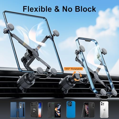 Z Fold 5 Gravity Car Mount – Versatile Dual-Form Phone Holder for Samsung Galaxy Fold Series, Google Pixel, and i Phone 16 with Thick Case Compatibility – Enhanced Stability for Safe Navigation and Hands-Free Convenience