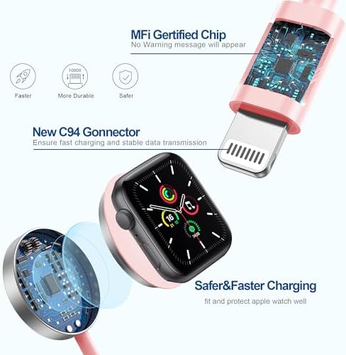 Upgrade Your Charging Routine with the 2-in-1 USB C Fast Charging Cable for Apple Watch and i Phone – MFi Certified 6 FT Magnetic Charger with 15 W Wall Adapter for Seamless Compatibility Across All Apple Watch Models and i Phone 14 – Durable, Efficient, and Tangle-Free Solution for Modern Lifestyles