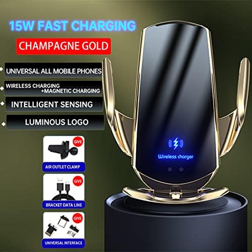 Discover Effortless Charging On The Go with Our 15 W Wireless Car Charger – Auto-Clamping Vent Mount for Secure Smartphone Holder – Fast Charging Solutions for All Vehicle Interiors (Blue) – Enhanced Compatibility with Leading Brands and Safe Usage Features