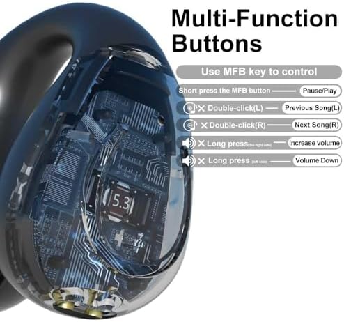 Experience Freedom with Obbug Bluetooth 5.3 Open Ear Wireless Earbuds – 80 Hours of Playtime, IPX4 Waterproof for Ultimate Performance, Lightweight Design Perfect for Running, Workouts, and Outdoor Adventures (Black)