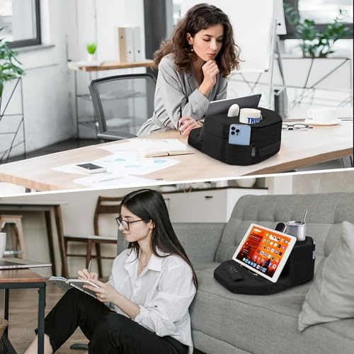 Octagonal Memory Foam Couch Cup Holder Tray Pillow – Versatile Caddy for Drinks, Snacks & Devices – Perfect for Sofa, Bed, RV & Car Travel – Soft Grey Fabric for Comfort & Style – Ultimate Accessory for Organized Relaxation