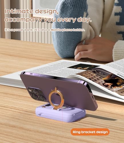 Ultra-Compact 10000 m Ah Fast Charging Power Bank with Built-in Cables and LED Display – Cute, Lightweight Design for i Phone, Samsung, and Tablets – Perfect Travel Companion for Effortless Power On-the-Go