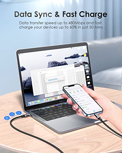 LENTION MFi Certified USB C to Lightning Charging Cable – 3.3 ft Durable Nylon Braided Fast Charger for i Phone 13/12/11/Pro/Max/X/XR/SE/i Pad Air/Pro/Mini – Enhanced Power Delivery & Stylish Space Gray Design for Ultimate Compatibility