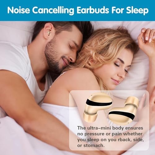 Mini Wireless Bluetooth Earbuds for Side Sleepers – Ultra-Comfort Noise-Isolating Headphones with Sweat Resistance for Meditation and Deep Sleep – Lightweight Invisible Design for Serene Audio Experience