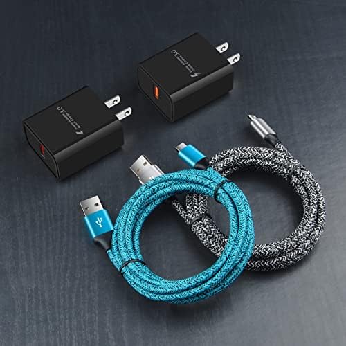 Ultra-Fast 18 W QC3.0 Wall Charger for Android Devices – Rapid Charging Adapter with 6 FT Micro USB Cable, Ideal for Samsung Galaxy, Fire Tablets, PS4, Xbox, and More – Dual Pack for Maximum Efficiency and Compatibility – Lightweight Travel Companion for Everyday Use