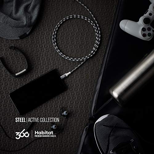 Premium 4 ft Braided USB-C to USB-A Charging Cable by 360 Electrical Habitat | Fast Charging Cord for Phones, Tablets & Laptops | Durable Tangle-Free Design in Navy | Enhanced Compatibility for Seamless Power-Up Experience