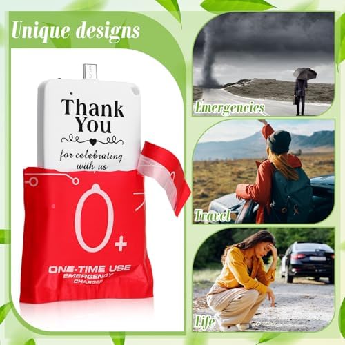 Wedding Emergency Portable Charger Set – 12 Pcs USB Type C Power Boosters | Essential Party Favors for Guests | Compact 500 m Ah Chargers for Outdoor Events, Camping, and Celebrations | Pre-Charged & Ready for Immediate Use | Thoughtful Gift for Staying Connected