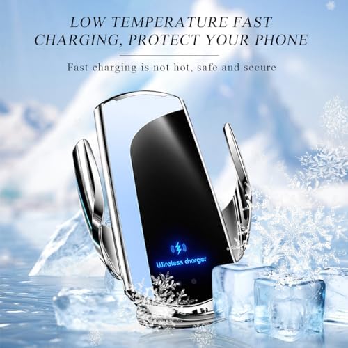 15 W Fast Charging Wireless Car Charger Mount – Universal Air Vent Phone Holder with Smart Sensor Technology for Quick Power-Ups, Sleek Silver Design, Enhanced Compatibility for Most Smartphones – Ideal Automotive Accessory for Safe, Hands-Free Navigation
