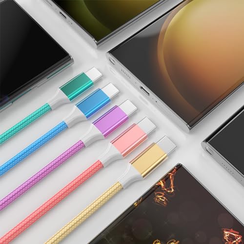 High-Performance 6-Pack USB to USB-C Fast Charging Cables – Versatile Nylon Braided Design with Length Options for Home & Travel – Compatible with i Phone 16/15, Samsung Galaxy, Google Pixel & More – Tangle-Free, Durable, and Efficient Data Transfer Solution