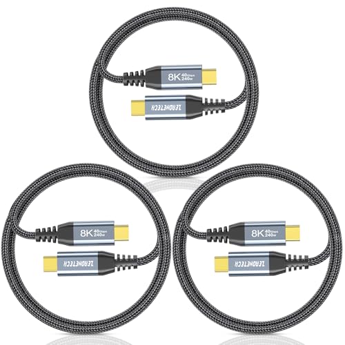(3-Pack 5FT) 40Gbps USB C for Thunderbolt 4 Cable, [8K@60Hz/Dual 4K@60Hz] USB C Monitor Cable, 40Gbps Data Transfer, USBC Video Cord, 240W Charging for iPhone 16,Samsung,MacBook,iPad,Lenovo,SSD,KYY – Enhanced Compatibility and Speed