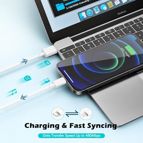 Super Fast i Phone Charger Bundle – 10-Foot MFi Certified USB-C to Lightning Cable with High-Power Charging Block for Instant Compatibility with i Phone 14/14 Pro Max/14 Plus/13/13 Mini/12/11/X/XR/SE & i Pads – Unmatched Speed & Durability for Effortless Charging on the Go