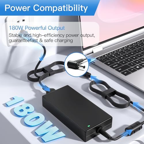 Ultra-Powerful 180 W AC Charger for MSI Gaming Laptops – 19.5 V, 9.23 A – Versatile Compatibility with Multiple Models, Rapid Charging Technology, Comprehensive Safety Features, CE/FCC/ROHS Certified – Perfect Replacement for GS60, GS70, GT60, GT70, GS63, GE72 & More – Elevate Your Gaming Performance with Dependable and Efficient Power Solutions – Includes Essential Power Cord and 30-Day Money-Back Satisfaction Assurance