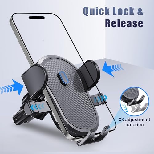 Universal Smartphone Air Vent Mount – Premium Adjustable Phone Holder for All Devices with Enhanced Hook Clip Stability, 360-Degree Rotation & Quick Tool-Free Installation – Perfect for Hands-Free Navigation and Accessibility in Any Vehicle
