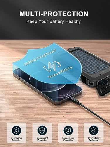 Ultimate 38800 m Ah Waterproof Solar Power Bank – High-Capacity Outdoor Charger with Dual USB-C Ports & Integrated LED Flashlights for i Phone, Samsung, i Pad – Perfect for Camping, Hiking, and Outdoor Adventures