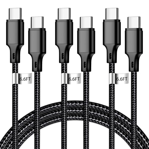 High-Speed 10 FT USB C to USB C Charger Cable – Durable Nylon Braided 3-Pack for Rapid 60 W Charging – Compatible with i Phone 15/16, i Pad Pro, Mac Book, Samsung & Google Devices – Sleek Black Design for Ultimate Flexibility and Reliability