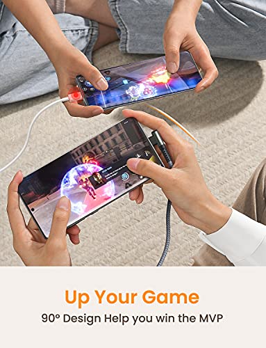 AINOPE Right Angle USB C Cable – 2-Pack (10 ft + 10 ft) Fast Charging 3.1 A Nylon Braided Charger for Enhanced Device Compatibility, Ideal for Gaming and Multitasking, Durable Black Design