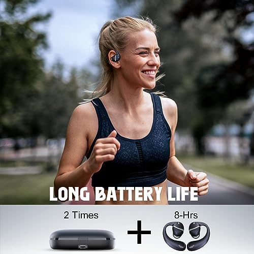 Mosonnytee Bluetooth Open Ear Workout Earbuds – Lightweight Wireless Running Headphones with 30 Hours Playtime, Ideal for i Phone and Outdoor Activities, Enhanced Safety with Air Conduction Technology and Secure Earhook Design (White)