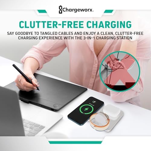Effortless Charging: 3-in-1 Foldable Wireless Charger Station in Blush Pink – 15 W Fast Charging for i Phone, Samsung, Smartwatches & Headphones – Compact, Portable Design with Magnetic Alignment for Ultimate Convenience and Safety