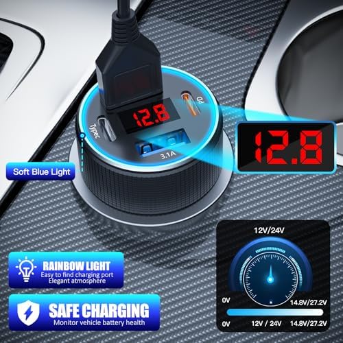 High-Power 78 W Dual USB-C Car Charger Adapter – 4-Port Fast Charging Hub for i Phone 16/15/14/13/12, i Pad, Samsung Galaxy & Android Devices (Black, 2-Pack) – Ultimate On-the-Go Charging Solution for Families and Road Trips