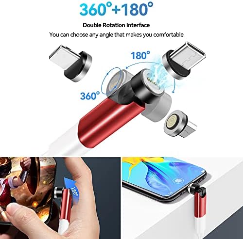Revolutionize Your Charging with 540° Rotate Magnetic Charging Cables – 6.6 ft, 3-Pack, Universal Compatibility for USB Type C & Micro USB Devices, Fast Charging & 480 Mbps Data Transfer for Effortless Connectivity