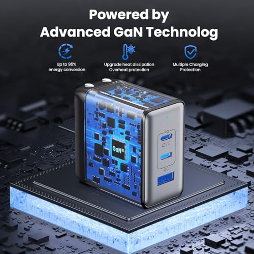 High-Power 130 W USB-C Charger Block | 3-Port Ga N Fast Charging Station | Compact Foldable Type C Wall Charger for Laptop, i Phone 16/15, i Pad Pro & Galaxy Series | Efficient PD QC Charging Solution for On-the-Go Connectivity