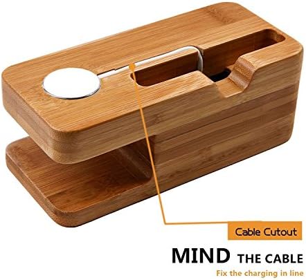 Premium Bamboo Multi-Device Charging Dock: AICase Elegant Wooden Nightstand Organizer for Smartphones, Tablets & Smartwatches – Stylish & Durable Solution Ideal for Home and Office Decluttering