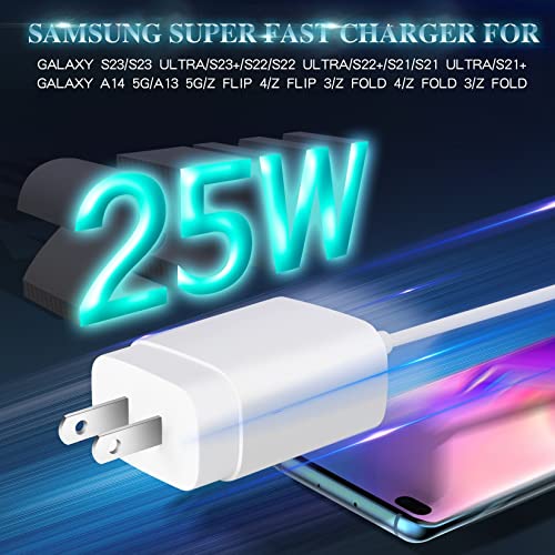 Samsung 25 W Super Fast Charger Bundle – Dual USB-C Wall Charger with 10 FT Quick Charge Cable for Galaxy Devices – Enhanced Speed, Portability, and Compatibility for S25 Ultra, S24, S23, S22, S21, S20, A14, A54, Z Fold 6/5, Z Flip 6/5