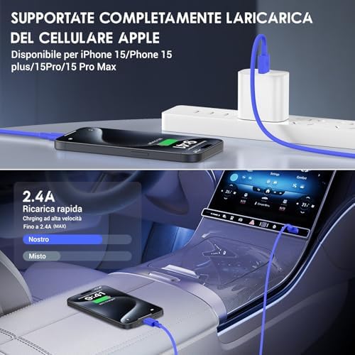 Car Carplay Cable for iPhone 15/16 Car Charger Cable,4Pack USB A to USB C for Carplay USB C Cord,iPhone 16/15/Plus/Pro Max,iPad Pro 12.9/11,Air 5th/4th Gen,Mini 6th Gen/Car Charging Cable 3FT – Enhanced Compatibility and Speed
