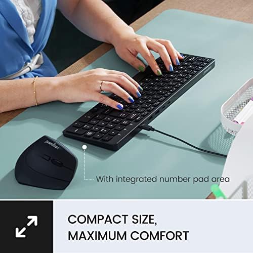 Transform Your Workspace with the Perixx PERIBOARD-215 B US Wired Keyboard – Ultra-Slim Design, Scissor Switch Keys for Silent Precision, Dual USB-A & USB-C Ports for Ultimate Connectivity, Detachable Cable for On-the-Go Convenience, Sleek Black Finish Perfect for Any Aesthetic, Compatible Across Multiple Operating Systems for Versatile Use – Elevate Your Typing Experience Today!