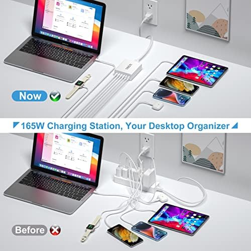Agtray 165 W Ga N USB-C Power Hub – Ultimate 6-Port Fast Charging Station for Laptops, Tablets, and Smartphones – Compact Travel Adapter with 65 W Power Delivery for Mac Book, i Phone 16/15 Pro, Galaxy S25/S24, and Google Pixel – Exceptional Efficiency with Broad Device Compatibility