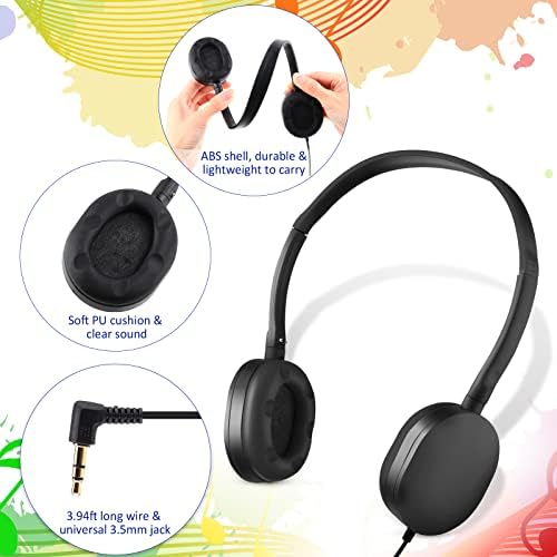 Elevate Classroom Engagement with Konohan Kids Headphones – Bulk 18-Pack Adjustable Wired Earphones for Students, Teens, and Adults, Offering Universal 3.5 mm Compatibility and Superior Sound Quality – Durable and Comfortable for All Learning Environments