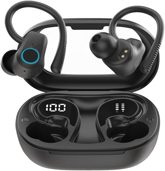 Elevate Your Audio Journey with Cutting-Edge Bluetooth 5.3 Waterproof Earbuds – 60-Hour Playtime, Ergonomic Design for Active Lifestyles, Advanced Noise Cancellation, and Smart Battery Display – Ideal for Fitness Enthusiasts and Daily Travelers – Rapid USB-C Charging for Seamless Connectivity and Superior Performance