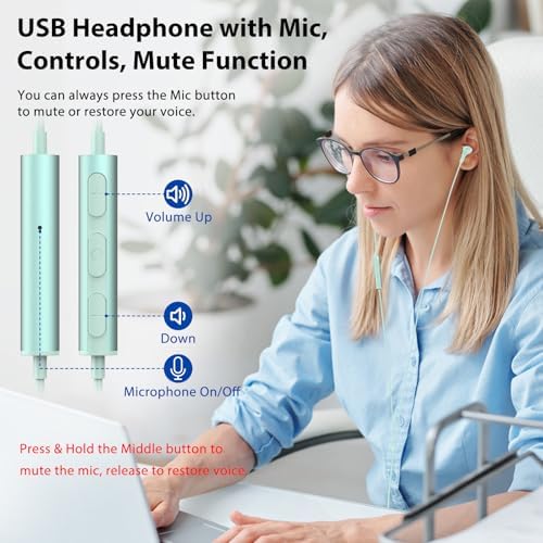 Enhance Your Audio Clarity: Advanced USB Wired Earbuds with 7.5 FT Cord, Noise-Canceling Mic, and Magnetic Storage – Ideal for Zoom Calls, Gaming, and Mac Book Pro Connectivity – Comfort Meets Performance