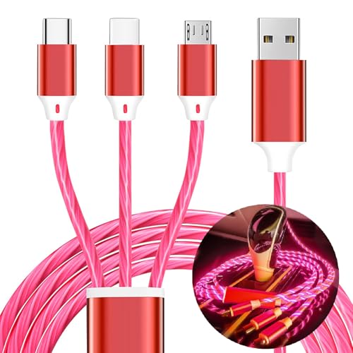 TISTIPPL 3-in-1 Illuminated Charging Cable – Fast Charge with Multi-LED Indicator, Universal Compatibility for Smartphones & Tablets, Durable & Portable Design Perfect for Travel and Daily Use