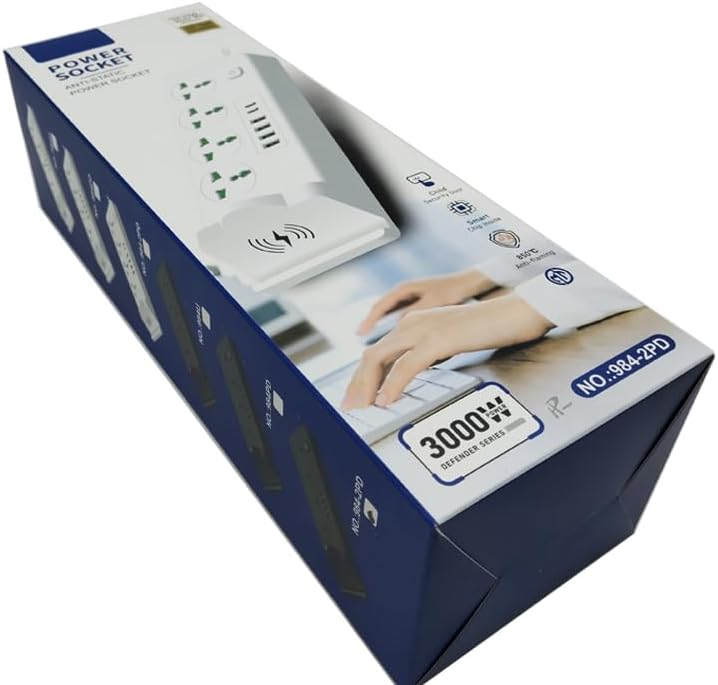 Universal Power Socket with Wireless Charging Pad – Multi-Device Desktop Charging Station Featuring 4 AC Outlets, 4 USB Ports & 2 Type-C Ports, Fire-Resistant Design for Enhanced Safety – Ideal for Home, Office, and Travel Use