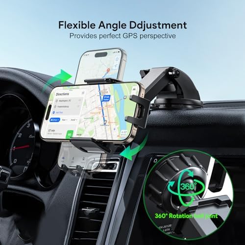 Car Phone Holder &15W Wireless Fast Charger, Auto-Clamp Qi Charging Mount, 360° Adjustable Phone Holder for iPhone/Android, Air Vent Mount with Overcharge Protection – by Esoulk – Enhanced Compatibility and Speed