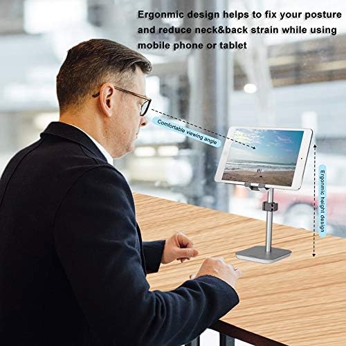 Premium Aluminum Alloy Headphone & Kindle Holder – Ergonomic Desktop Organizer for Headphones and e Readers Up to 11 Inches – Stylish Silver Finish with Secure Non-Slip Base for Optimal Stability and Clutter-Free Workspaces