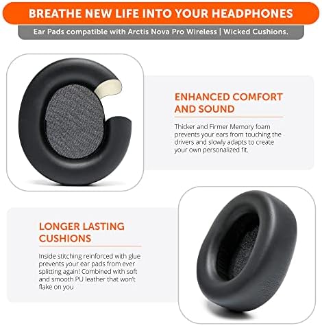 Upgrade Your Sound: WC Premium Replacement Earpads for Steelseries Arctis Nova Pro Wireless by Wicked Cushions | Enhanced Comfort with Thick, Soft Leather & Superior Durability | Red Camo Design for Distinctive Style & Optimal Sound Isolation