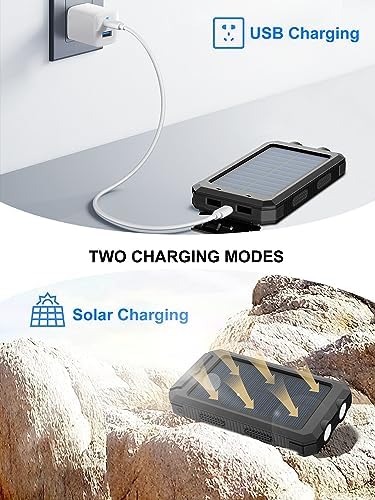 Ultimate 38800 m Ah Waterproof Solar Power Bank – High-Capacity Outdoor Charger with Dual USB-C Ports & Integrated LED Flashlights for i Phone, Samsung, i Pad – Perfect for Camping, Hiking, and Outdoor Adventures