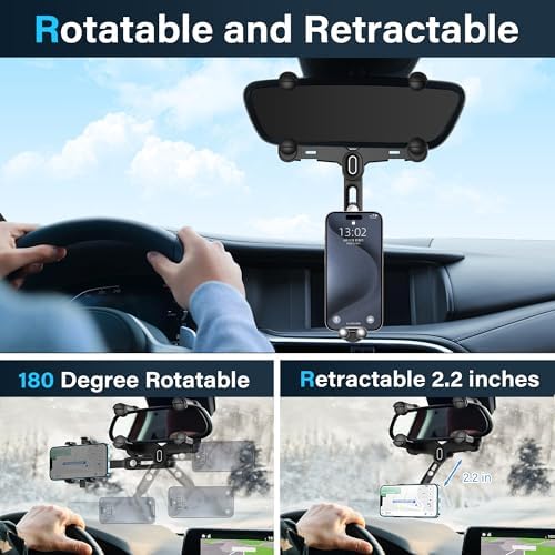 Revolutionize Your Driving Experience with Our Premium Mag Safe Car Mount – Secure Rear View Mirror Phone Holder for i Phone 16/15/14/13/12 Series & All Mag Safe Devices – Effortless Installation, Adjustable Viewing Angles, and Superior Magnetic Grip for Ultimate Safety and Convenience