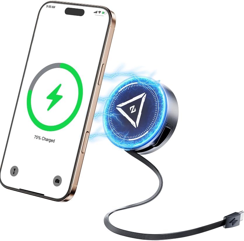 Revolutionary 15 W Retractable Magnetic Wireless Charger for i Phone 16 Pro Max, 15, 14, 13, 12 – 3-in-1 Charging Station for Air Pods and Apple Watch with Enhanced Magnetic Alignment for Fast, Tangle-Free Power On-the-Go
