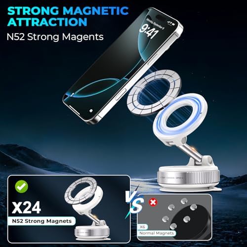 Revolutionary Vacuum Magnetic Phone Holder for Mag Safe & Universal Smartphones – Ultimate Multi-Surface Solution for Cars, Gyms, and Home Use – Reliable Suction Mount for Hands-Free Navigation and Streaming