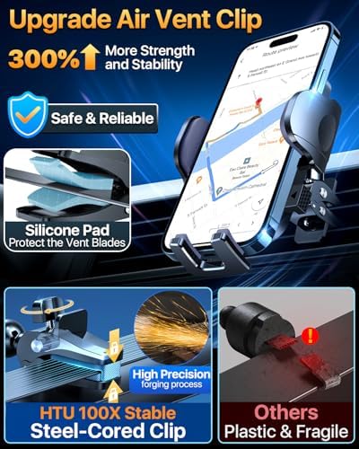 2025 Ultimate Car Phone Mount – Unmatched 80+ LBS Suction for Unshakeable Stability | Military-Grade Durability | Universal Dashboard, Windshield & Vent Holder for i Phone 15 Pro Max, Samsung & More | Sleek Dark Grey Design with Safety Certifications