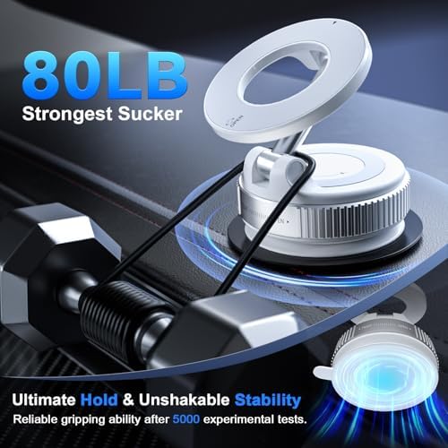 CloudValley Magnetic Car Phone Mount, [Compatible with MagSafe] 360° Adjustable Foldable Holder for Dashboard, 80LBS Suction & 2800gf Magnet, Car Accessories for iPhone 16 Pro Max 15 14, Black – Enhanced Compatibility and Speed
