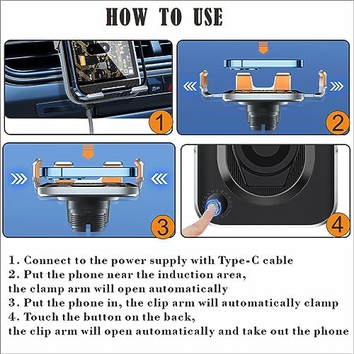 SUONEE Wireless Car Charger Holder – 15 W Fast Charging Auto-Clamping Mount for i Phone and Samsung Galaxy – Ultimate Convenience for Hands-Free Navigation and Secure Charging – Compatible with i Phone 11 to 16 & Samsung S20 to S25 – Stylish Design for Every Vehicle Interior