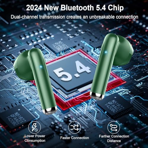 Cutting-Edge Bluetooth 5.4 Wireless Earbuds with 30-Hour Battery Life – Advanced ENC Noise Cancellation for Crystal-Clear Calls, IP7 Waterproof Protection, and Immersive 3 D Bass Audio – Sleek Dark Blue Design Perfect for Music Aficionados and Professionals – Includes LED Charging Case for Effortless Convenience and Compatibility with Android & i OS Devices