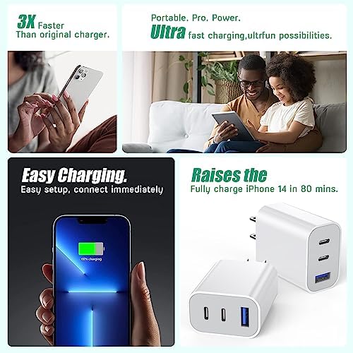 Dual-Port 35 W 3-Port USB C Charger Block for i Phone 16/15 – Fast Charging Power Adapter for Multi-Device Convenience – Compact Multiport Wall Charger for Home, Office & Travel – Essential Accessory for Enhanced Compatibility and Speed