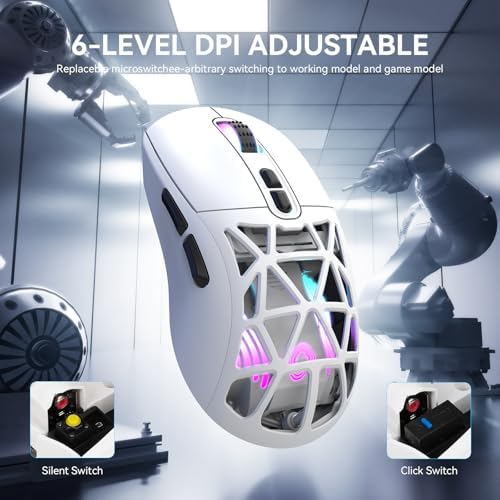 Ultimate FD Wireless Gaming Mouse with RGB Lighting – 10,000 DPI Precision, Tri-Mode Connectivity (2.4 GHz, Bluetooth 5.0, Wired) & Programmable Macros for Enhanced Performance – Rechargeable Battery for Seamless Gaming on Laptop, Desktop, Mac, and Chromebook – Ergonomic Design for Comfort and Style