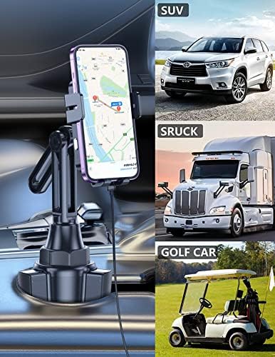 MOKPR Wireless Car Charger – 15 W/10 W/7.5 W Auto-Clamping Cup Holder Phone Mount for i Phone & Samsung – Fast Charging Car Mount with Enhanced Compatibility for Seamless Navigation & Calls – Durable, Convenient, and Safe Charging Solution for Busy Lifestyles